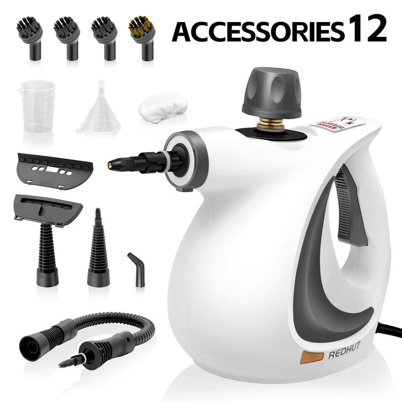 Redhut [2026] Handheld Pressurized Multifunctional Steam Cleaner, equipped with 12 accessories, powerful and efficient.